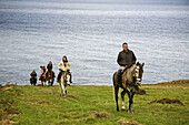 Riding horses at Cabo Mayor, Santander, Cantabria, Spain