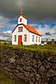 Cemetery, Church, Graveyard, Iceland, Landscape, Landscapes, nature, Red, Rock, Roof, scenic, Scenic, Scenics, Steeple, White, S19-922352, agefotostock 