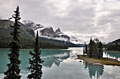 Spirit Island on Maligne Lake in Jasper National Park, Rocky Mountains, Alberta, Canada