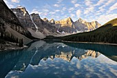 Mountains reflecting in Moraine Lake and the Valley of the ten Peaks, Banff National Park, Rocky Mountains, Alberta, Canada