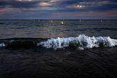 Ocean waves at sunset  Mediterranean Sea