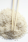 White Rice with Chopsticks