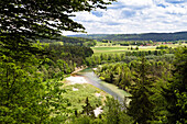 View over Isar river valley, Konigsdorf, Isar Cycle Route, Upper Bavaria, Germany