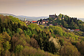 Blick nach Lindenfels, Odenwald, Hessen, Deutschland