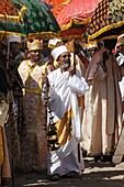 Ethiopia, Lalibela,Timkat festival   Every year on january 19, Timkat marks the Ethiopian Orthodox celebration of the Epiphany  The festival reenacts the baptism of Jesus in the Jordan River  Wrapped in rich cloth, the church Tabots replicas of the Ark of