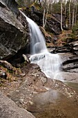 Bridal Veil Falls during the spring months which is located on Coppermine Brook in Franconia, New Hampshire USA