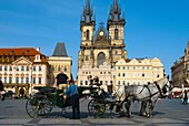 Horse carriage at Old Town Square in Prague Czech Republic Europe