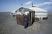 severe winter conditions in mongolia  The population lives very remote and under hard circumstances  they survive from animals such as sheep, cows and horses  In the summer they live from the milk, in the winter from dried meat  Gobbi dessert, Mongolia