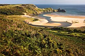 View from above Three Cliffs Bay Gower Peninsula nr Swansea Wales