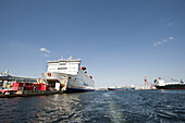 Ferry in harbor, Kiel, Schleswig-Holstein, Germany