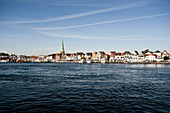 View over harbor to old town, Travemunde, Lubeck, Schleswig-Holstein, Germany