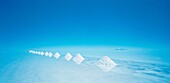 The pyramids of salt on the salt flats of the Salar de Uyuni, Bolivia, South America
