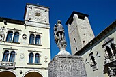 Belluno  Italy  Palazzo dei Rettori left, statue of San Joata on the central fountain, and the Torre Civica right