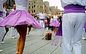 Barcelona: `Sardanes´ traditional Catalan dance, in Catedral Avenue during La Merce Festival