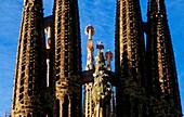 Barcelona: La Sagrada Familia  Detail of the bell-towers of the Nativity façade