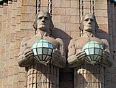 Granite statues at Helsinki Central railway station, Helsinki, Finland
