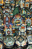 Colorful dishware for sale in market, San Miguel de Allende, Guanajuato, Mexico