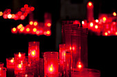 Candles in the church of Santa Maria del Mar, Barcelona. Catalonia, Spain