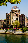 Japan. Hiroshima at Atomic Bomb ground Zero. Only building left standing. Now part of the Peace Park shrine