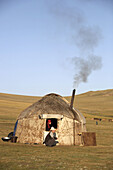 Yurt in the Son Kul alpine lake area, Kyrgyzstan