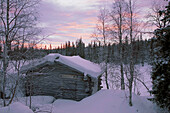 Country cottage in winter,Lapland,Finland