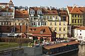 Czech Republic. Prague. Mala Strana street view, besides Moldava river. Old town.