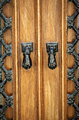 Traditional ´Hands of Fatima´ door knockers in Silves in the Algarve, Portugal