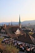 Switzerland, Zurich, skyline, cafe, people, general view