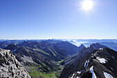 Blick vom Gipfel der Parseierspitze auf Ötztaler Alpen, Parseierspitze, Lechtaler Alpen, Tirol, Österreich