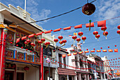 Lanterns in the historical center of Malacca, Malaysia, Asia