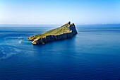 Aerial view of Sa Dragonera island. Majorca, Balearic Islands, Spain