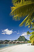 Huts and mount Otemanu, Bora Bora island, Society Islands, French Polynesia (May 2009)