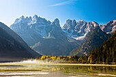 Lago di Landro and Cristallo mountain group, Dolomites, Alps, Italy