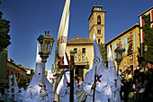 Holy Monday procession in Plaza Nueva, Granada. Andalusia, Spain