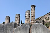 Temple of Apollo at the Sanctuary of Apollo (4th century B.C.), Mount Parnassus, Delphi. Greece