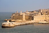 Malta, Valletta, harbor entrance, Ricasoli Fort, elevated view