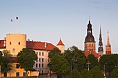 Latvia, Riga, Vecriga, Old Riga, Riga Castle, home to Latvian President, dusk