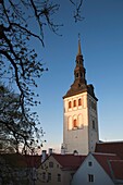 Estonia, Tallinn, Old Town, St Nicholas Church, sunset