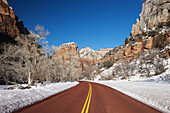 Zion Canyon Scenic Drive in winter, Zion National Park, Utah, USA