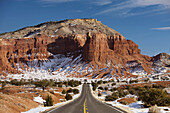 Capitol Reef National Park, Rt. 24 in winter, Torrey, Utah, USA