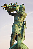 Hagen statue near river Rhine, Worms, Rhineland-Palatinate, Germany