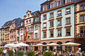 Alte Häuser am Markt, Mainz, Rheinhessen, Rheinland-Pfalz, Deutschland, Europa