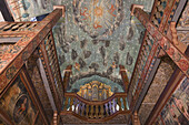 Kunstvoll bemalte Decke in der evangelischen Kirche, Ronshausen, Hessen, Deutschland, Europa