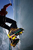 Man ice climbing, Pasterze Glacier, Grossglockner, Carinthia, Austria