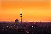 Cityscape with Olympic Park, Munich, Bavaria, Germany