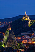Le Puy-en-Velay at night, Via Podiensis, Way of St. James, Camino de Santiago, pilgrims way, UNESCO World Heritage Site, European Cultural Route, Haute Loire, Southern France, Europe