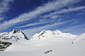 Ski mountaineers on their way to Piz Buin, Engadin, Grisons, Switzerland, Europe