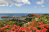Blick auf Saint George-Harbour mit Kreuzfahrt-Schiff, Grenada, Karibik