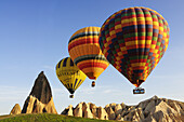 Hot-air-balloons over the Göreme valley, Göreme, Cappadocia, Turkey