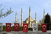 Blaue Moschee, Türkische Flaggen, Istanbul, Türkei